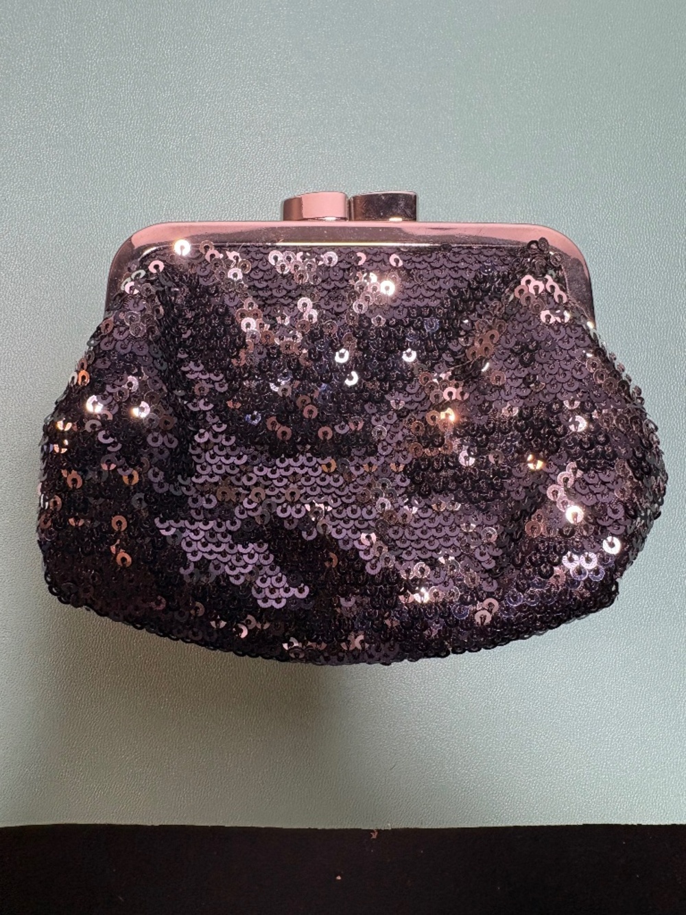 Victoria Secret Kisslock Coin Black Sequin Purse